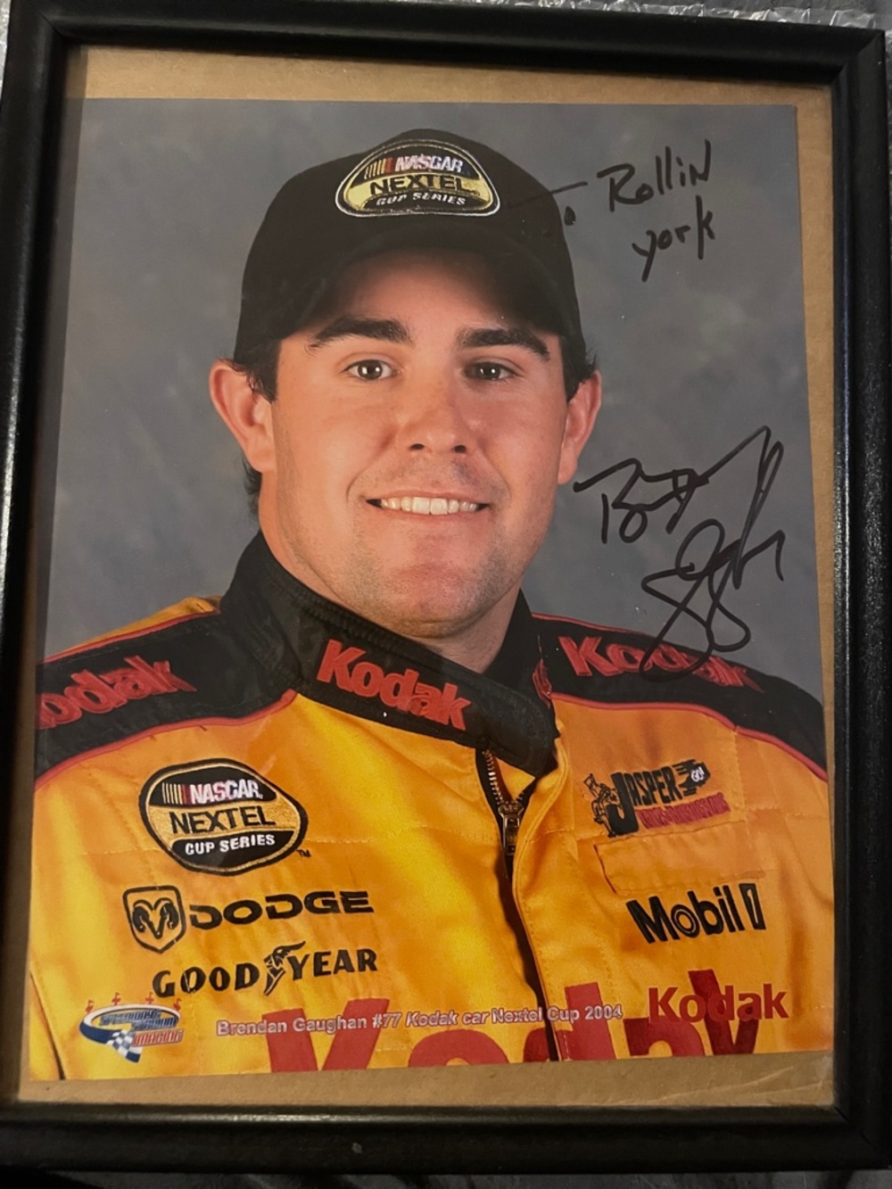 Brendan Gaughan Kodak Yellow and Black Signed Racing Portrait